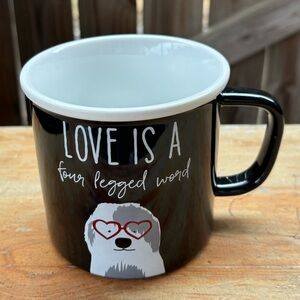 Collins Painting Black & White 18oz Coffee Mug "Love is a Four Legged Word"